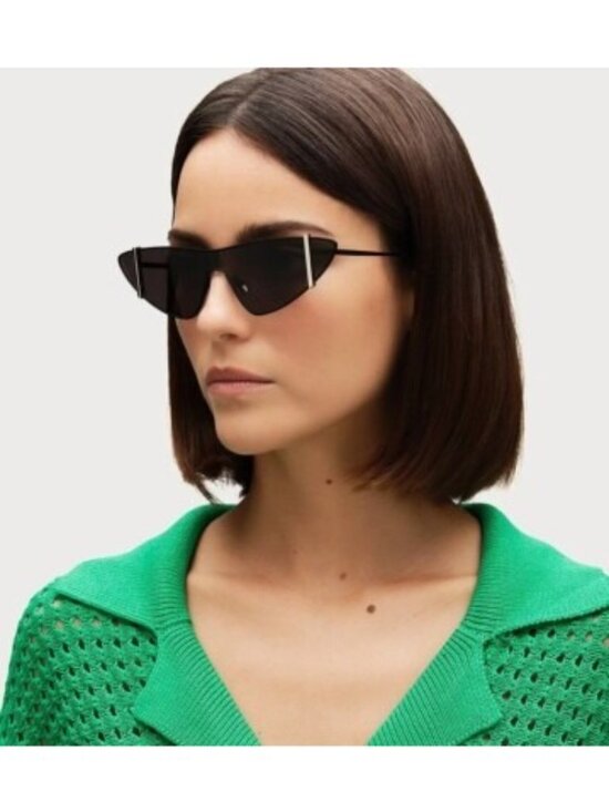 Saint Laurent SL536 001 Sunglasses Black Rimless Shield Frame, Black Lenses main image 6